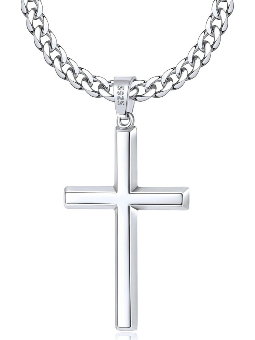 Elegant S925 Sterling Silver & 18k Gold Cross Necklace for Men & Women